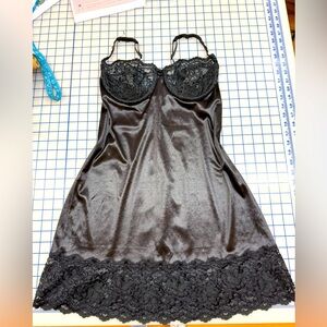 Black Lace underwire cup Slip nighty